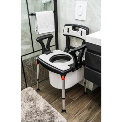 King King Commode Chair with Backrest and Armrest KING-BCMDBA-01KN-CBR4-CCMDH4 - 4MOBILITY WA - Mandurah
