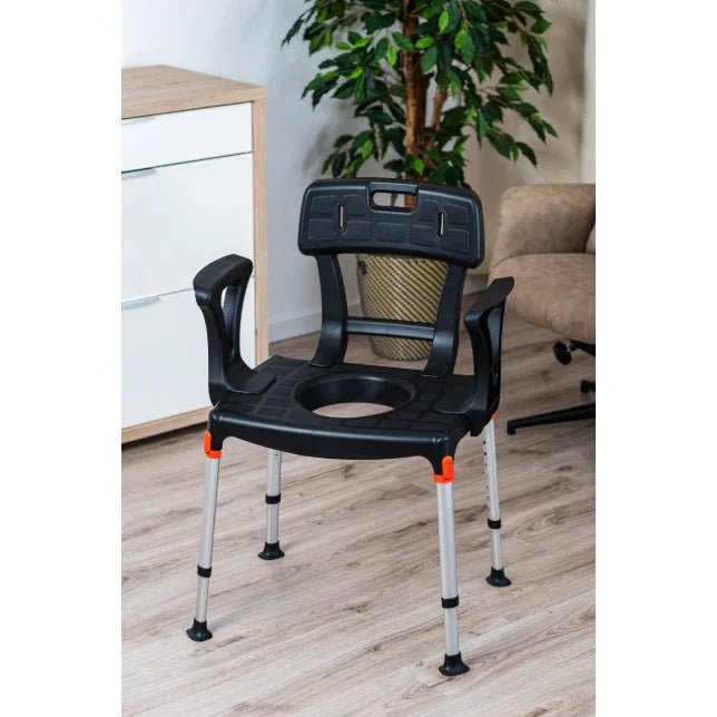 King King Commode Chair with Backrest and Armrest KING-CMDBA-01KN-CBR2-CCMDH2 - 4MOBILITY WA - Mandurah