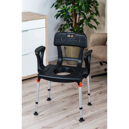 King King Commode Chair with Backrest and Armrest KING-CMDBA-01KN-CBR2-CCMDH2 - 4MOBILITY WA - Mandurah