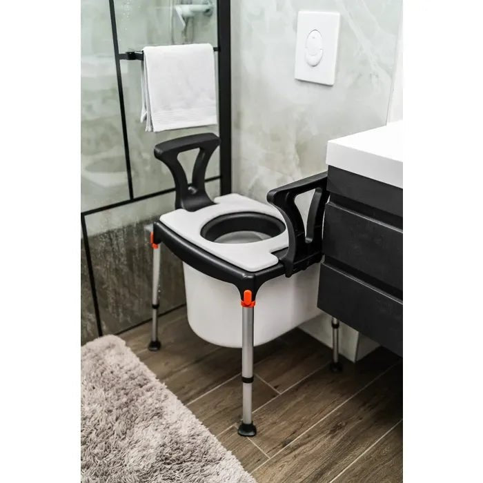 King King Shower Commode / Over Toilet with Armrests KING-BCMDA-01KN-CBR2-CCMDH4 - 4MOBILITY WA - Mandurah