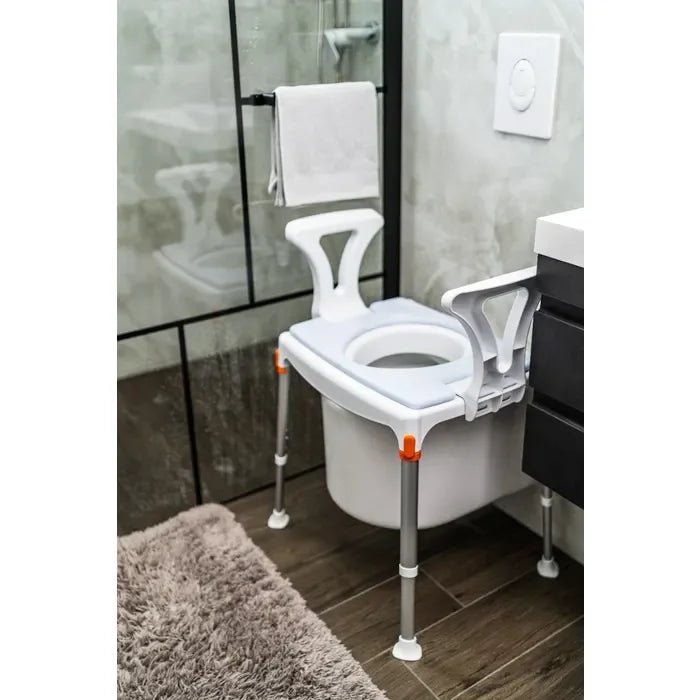 King King Shower Commode / Over Toilet with Armrests KING-CMDA-01KN-CBR2-CCMDH2 - 4MOBILITY WA - Mandurah