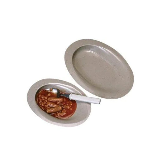 Manoy contoured plate for disabled designed for easy food access and grip stability