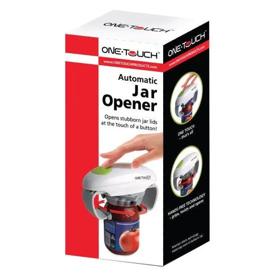 One Touch Automatic Jar Opener for arthritis opens stubborn jar lids effortlessly with a simple button push