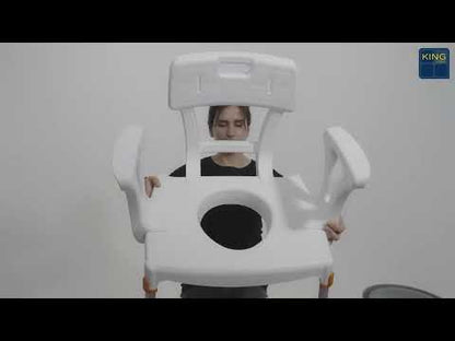 King Commode Chair with Backrest and Armrest