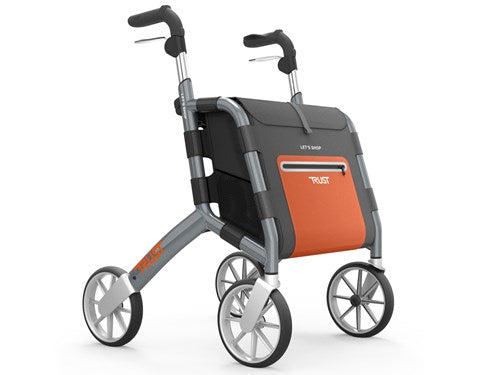 Trustcare Let’s Shop Outdoor Rollator - Grey (With Backrest & Bags) - 4MOBILITY WA