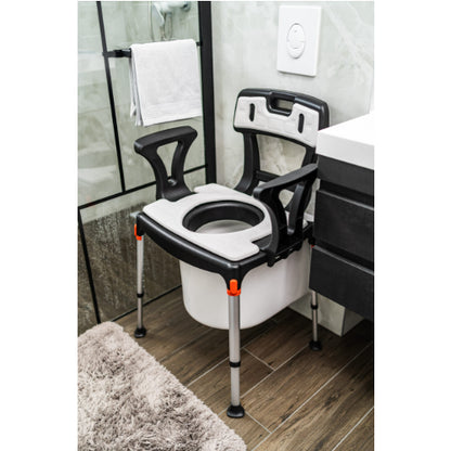 King Commode Chair with Backrest and Armrest