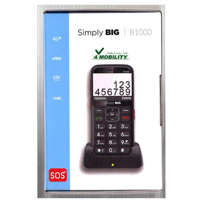 Simply BIG Button Seniors 4G Mobile Phone - SB-B1000V2BK - 4MOBILITY WA