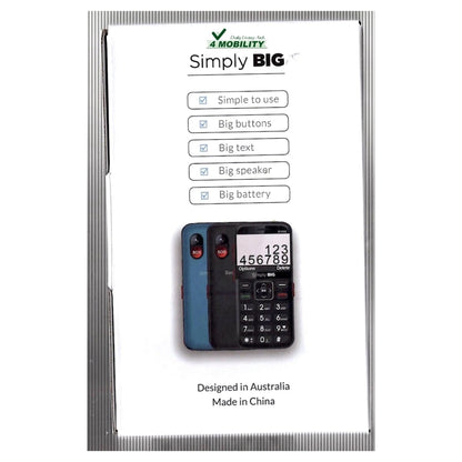 Simply Big Simply BIG Button Seniors 4G Mobile Phone SB-B1000V2BL - 4MOBILITY WA - Mandurah