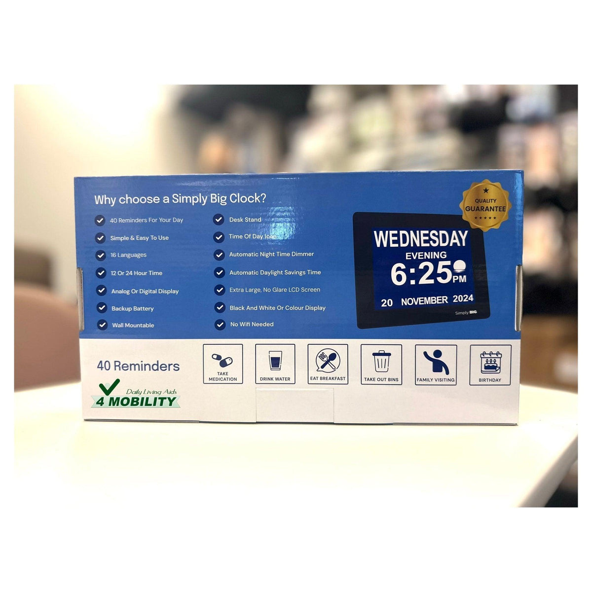 Simply Big Simply BIG XL Reminder Clock 10" LED Screen (40 reminders) SB-XLCLK - 4MOBILITY WA - Mandurah