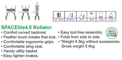 SpacElite4.5 Supa-Light-Weight Rollator - HMR900100 - 4MOBILITY WA