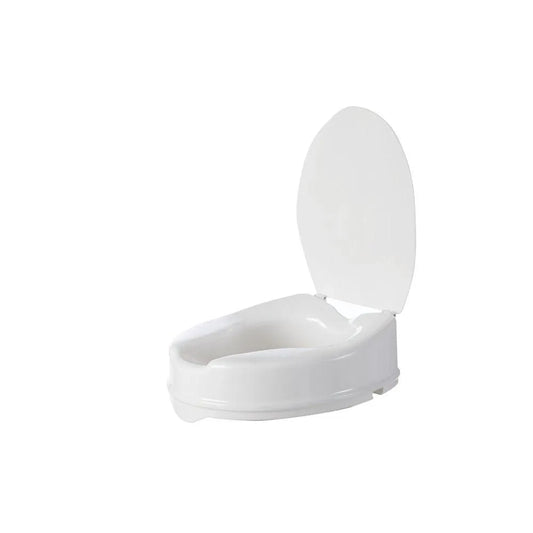 Aspire toilet seat raiser with lid designed for enhanced comfort and accessibility in the bathroom