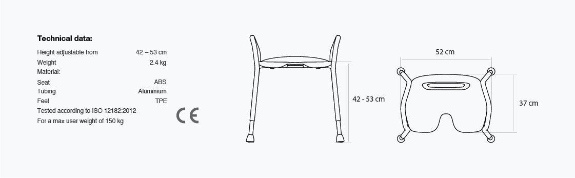 Trustcare Let's Enjoy White (Shower Stool with Handles) - HMRLEN201 - 4MOBILITY WA