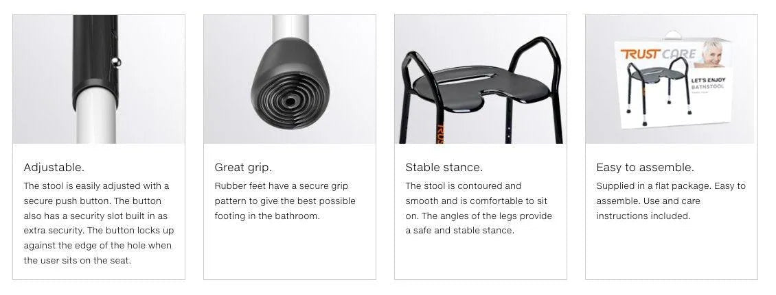 TRUSTCARE Trustcare Let's Enjoy White (Shower Stool with Handles) HMRLEN201 - 4MOBILITY WA - Mandurah