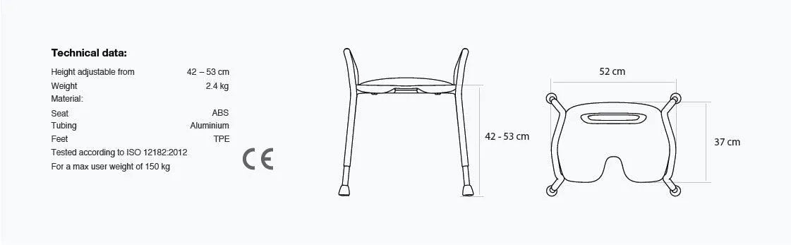 TRUSTCARE Trustcare Let's Enjoy White (Shower Stool with Handles) HMRLEN201 - 4MOBILITY WA - Mandurah