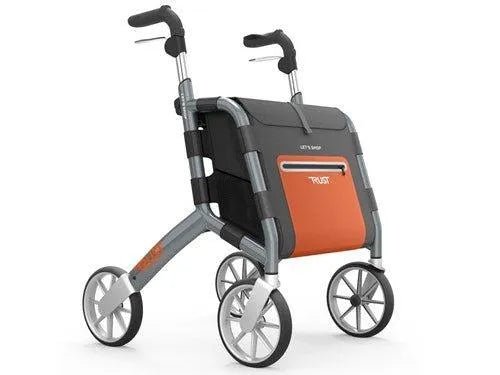 TRUSTCARE Trustcare Let’s Shop Outdoor Rollator - Grey (With Backrest & Bags) HMRLS102 - 4MOBILITY WA - Mandurah