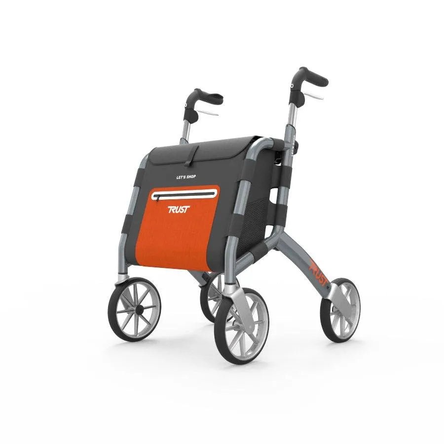 TRUSTCARE Trustcare Let’s Shop Outdoor Rollator - Grey (With Backrest & Bags) HMRLS102 - 4MOBILITY WA - Mandurah