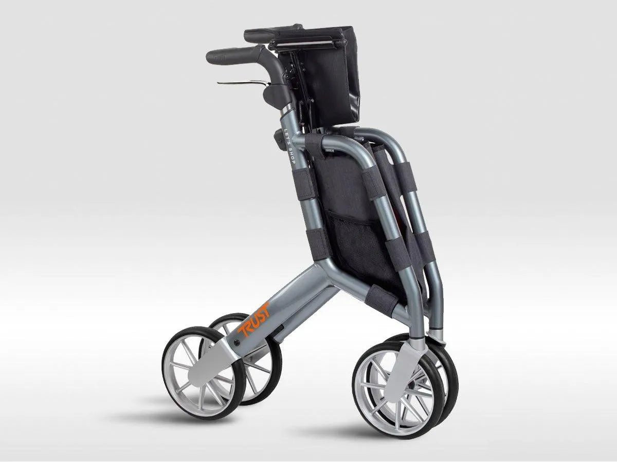 TRUSTCARE Trustcare Let’s Shop Outdoor Rollator - Grey (With Backrest & Bags) HMRLS102 - 4MOBILITY WA - Mandurah