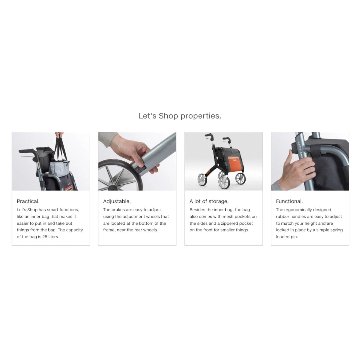 TRUSTCARE Trustcare Let’s Shop Outdoor Rollator - Grey (With Backrest & Bags) HMRLS102 - 4MOBILITY WA - Mandurah