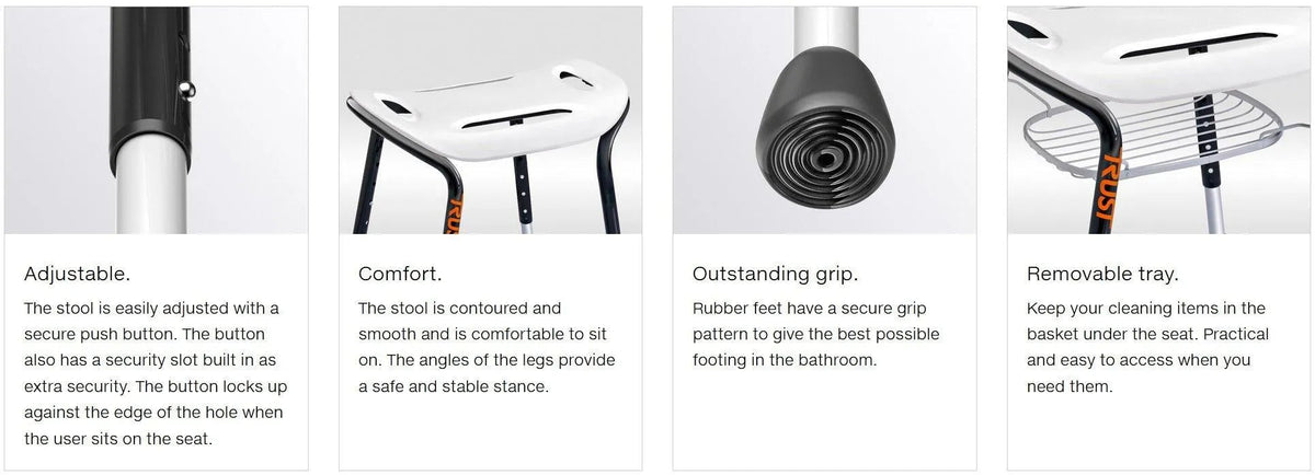 TRUSTCARE Trustcare Let's Sing - White (Shower Stool Wide) HMRLSG101 - 4MOBILITY WA - Mandurah