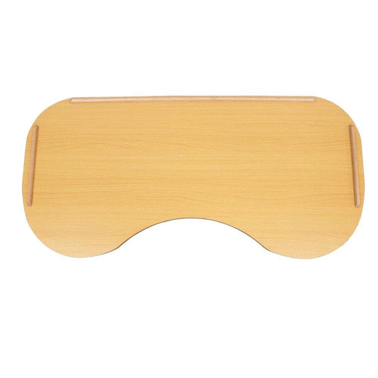 Aspire overbed table for disability support with a smooth wooden surface and ergonomic design