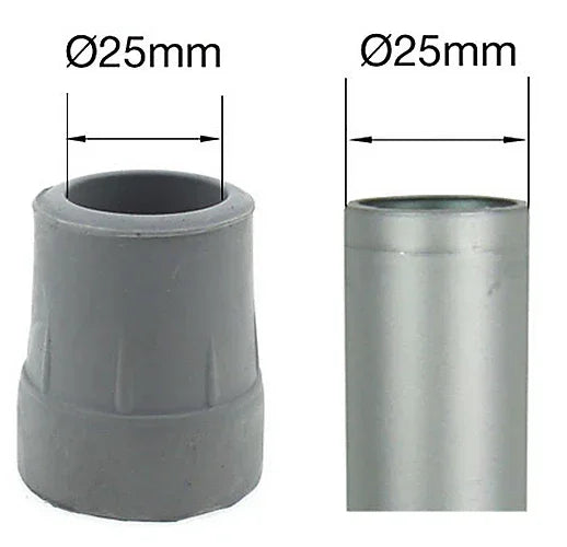 Aluminium Walking Frame - ACCESSORIES Ferrule Rubber Tips ONLY (Pair) Rubber Ferrule - 25 mm Grey